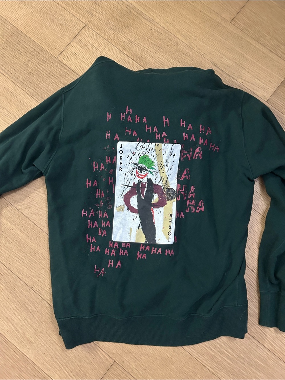 Uniqlo Dark Green Joker Card Graphic Sweatshirt with Red HA Accents